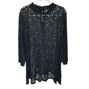 Kate and Mallory Black all Lace Sheer Top Blouse Tunic Plus size 3X